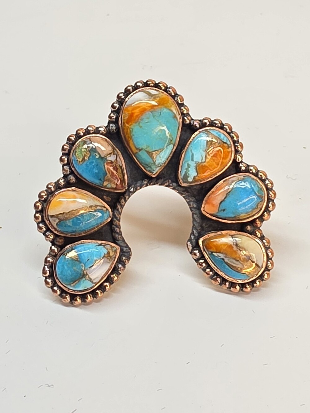 Southwestern Mohave Turquoise Copper Statement Ring